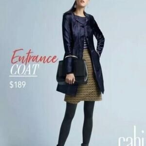 Cabi Navy Blue Velvet Peter Pan Dressy Entrance Coat Dinner Jacket Size Medium